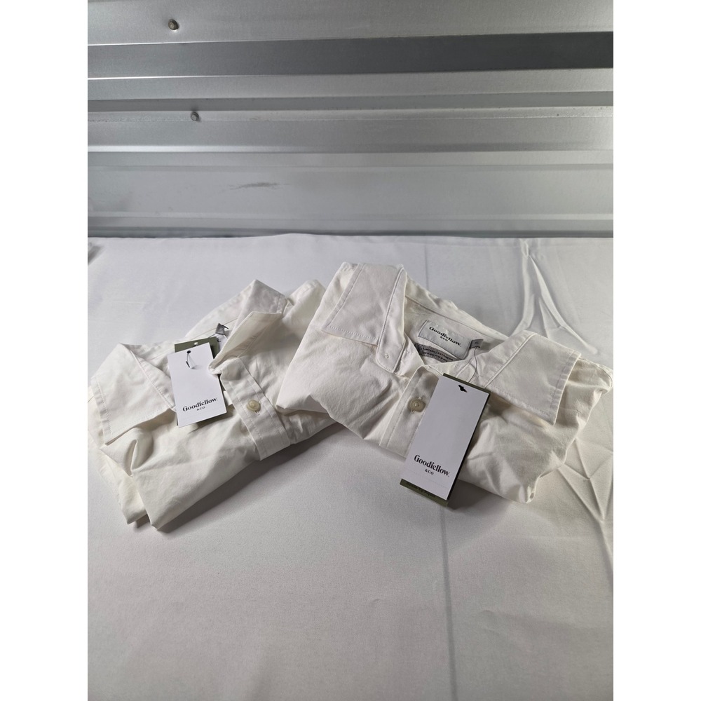 Goodfellow & Co Mens XL 2 Pack White Short Sleeve Poplin Button Down Shirts NEW - Picture 1 of 5